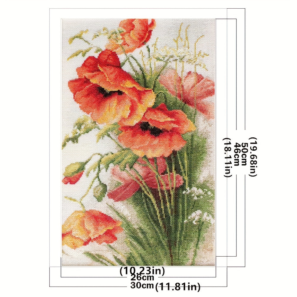 1pc Embroidery Kit Cross Stitch For Adults Corn Poppy Patterns