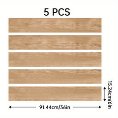 5pcs 6'' X 91 Wood Grain Floor Stickers Waterproof Self Adhesive Wall Stickers