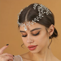 Bridal Crystal Flower Headband for Women Bride Wedding Hair Accessories