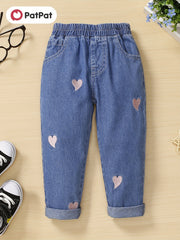 Toddler Girl Heart Embroidered Denim Jeans