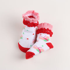 6 Pairs Baby Girls Lace Crew Socks Jacquard Infant Newborn Socks