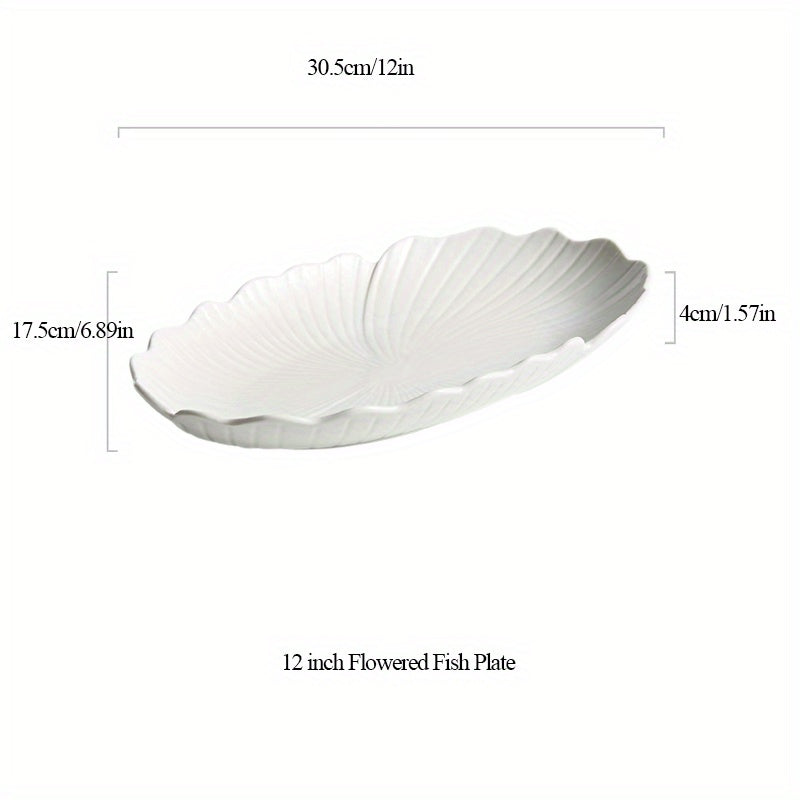 Ceramic Flower Shaped Fish Plate 25.4 cm