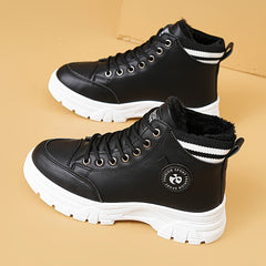 Women's Thick Sole Lace up Ankle Boots Non slip Platform Sneakers