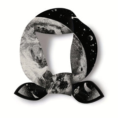 Universe Planet Print Bandana Square Scarf Satin Neckerchief Women Head Wrap