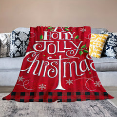 Christmas Tree Red Plaid Snowflake Patern Blanket Soft Comfortable Fluffy Flanne