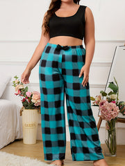 Crop Tank Top & Plaid Print Pajama Set