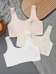 3pc Girls Dark Clouds & Letter Graphic Bras Comfortable Soft Bralette Underwear