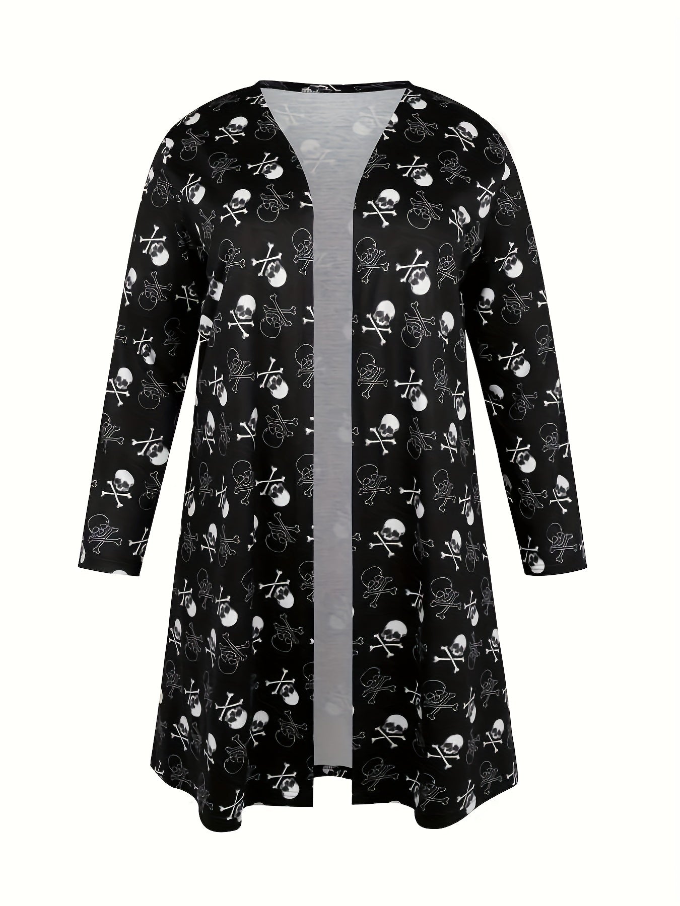 Skull Print Long Sleeve Cardigan