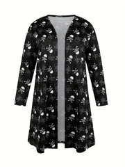 Skull Print Long Sleeve Cardigan