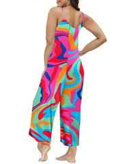 Women's Plus Abstract Print Wide Leg Jumpsuit