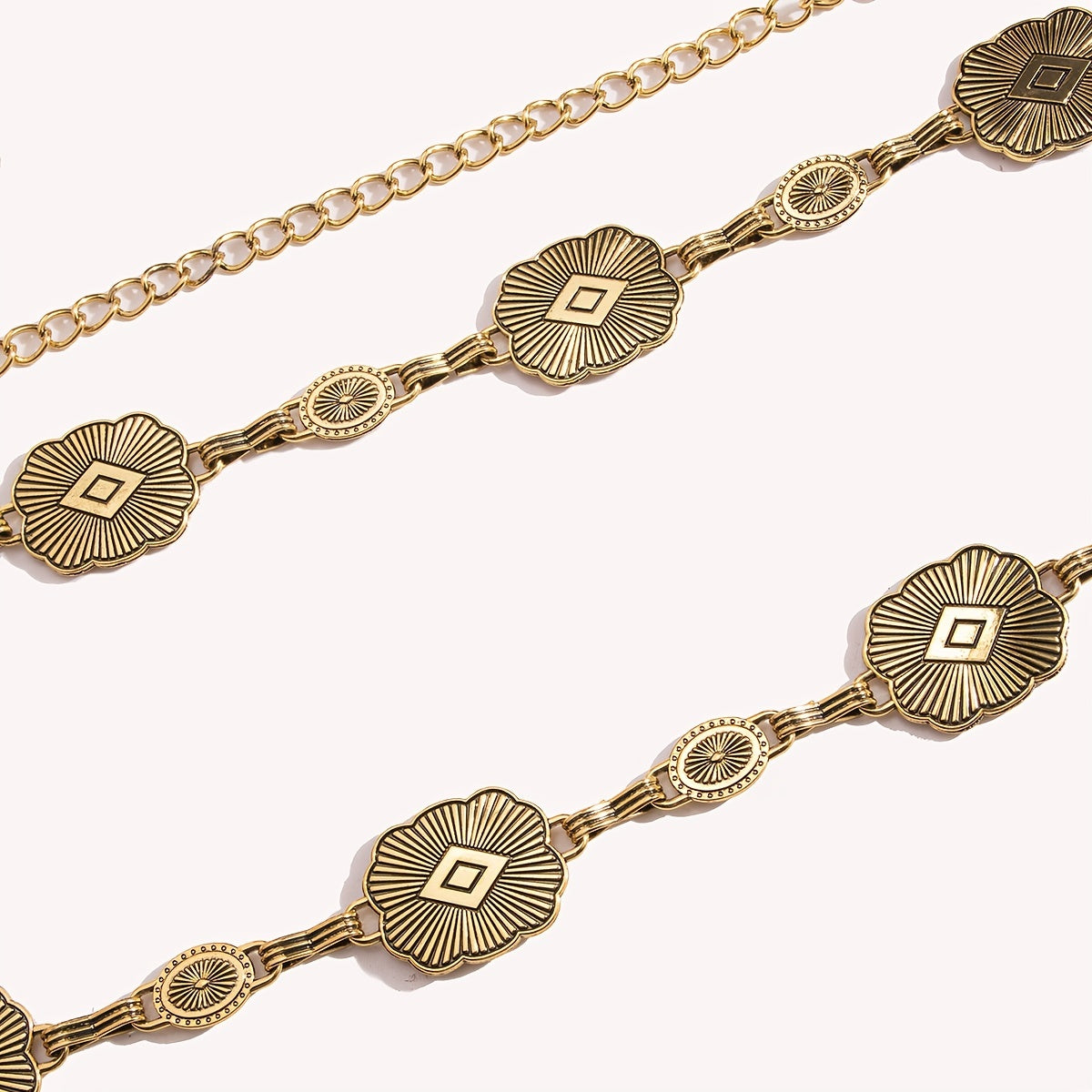 Vintage Metal Geometric Pattern Women's Waist Chain For Jeans Pants Dress