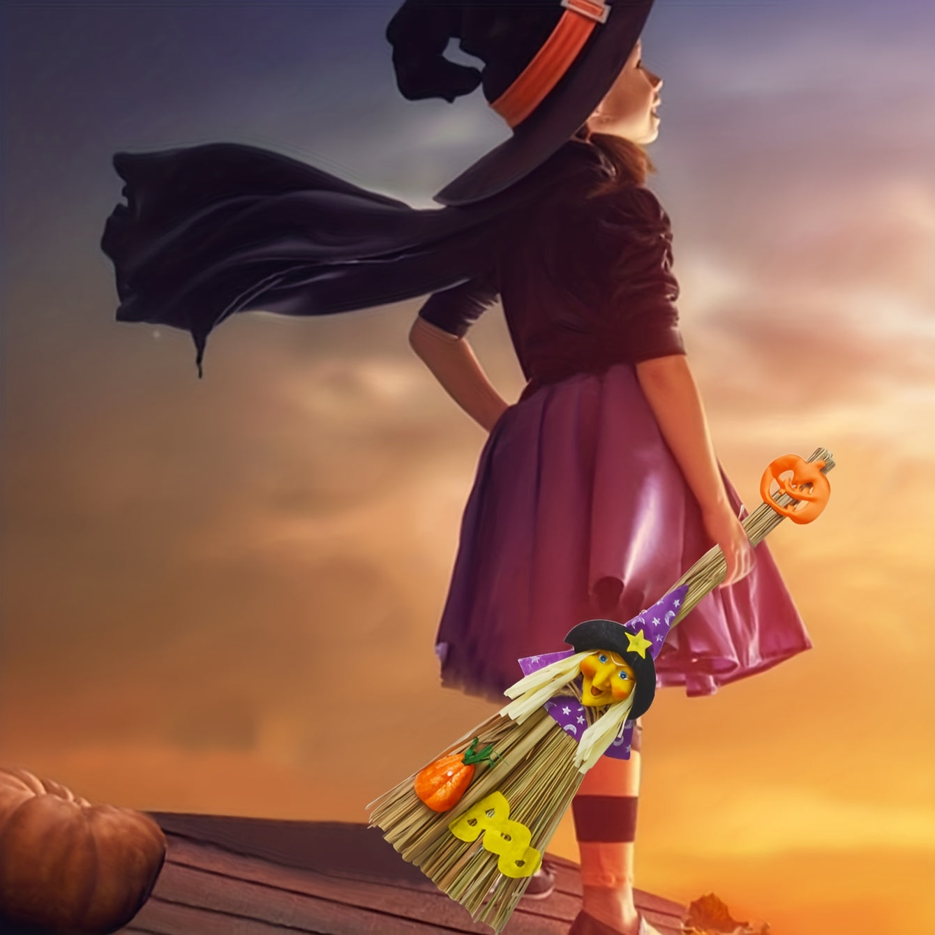 Witch Broom for Kids Halloween Role Play Props