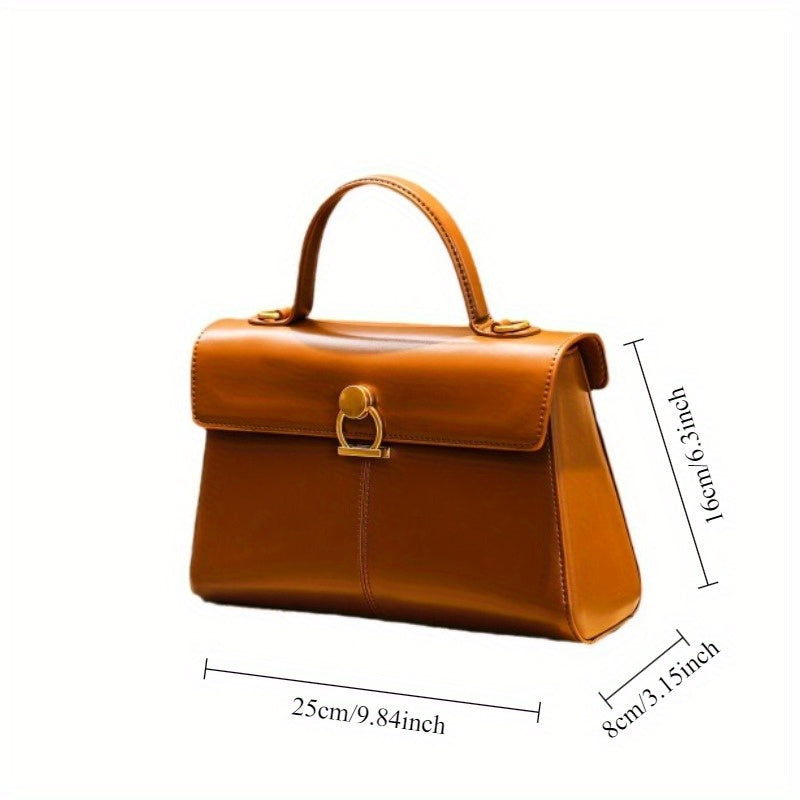 Microfiber Leather Handbag Solid Buckle Closure Edge Paint Autumn Winter