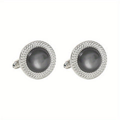Men's Round Crystal Cufflinks Inlaid with Artificial Diamonds