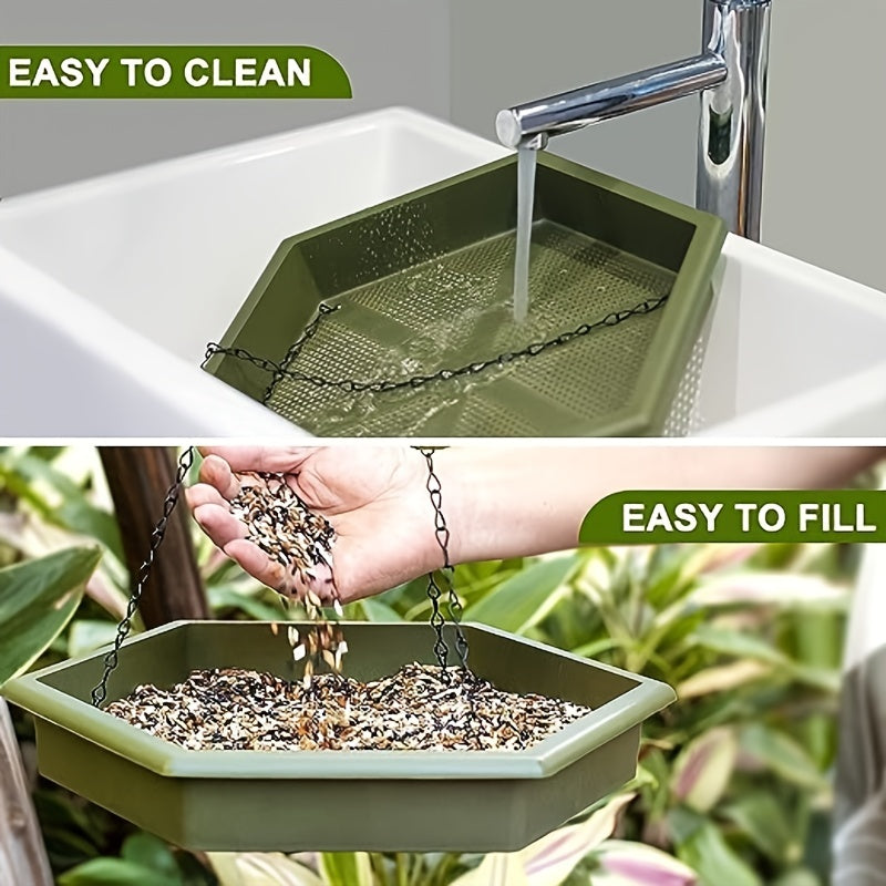 XL Hanging Bird Feeder & Bird Bath 2-in-1 Green