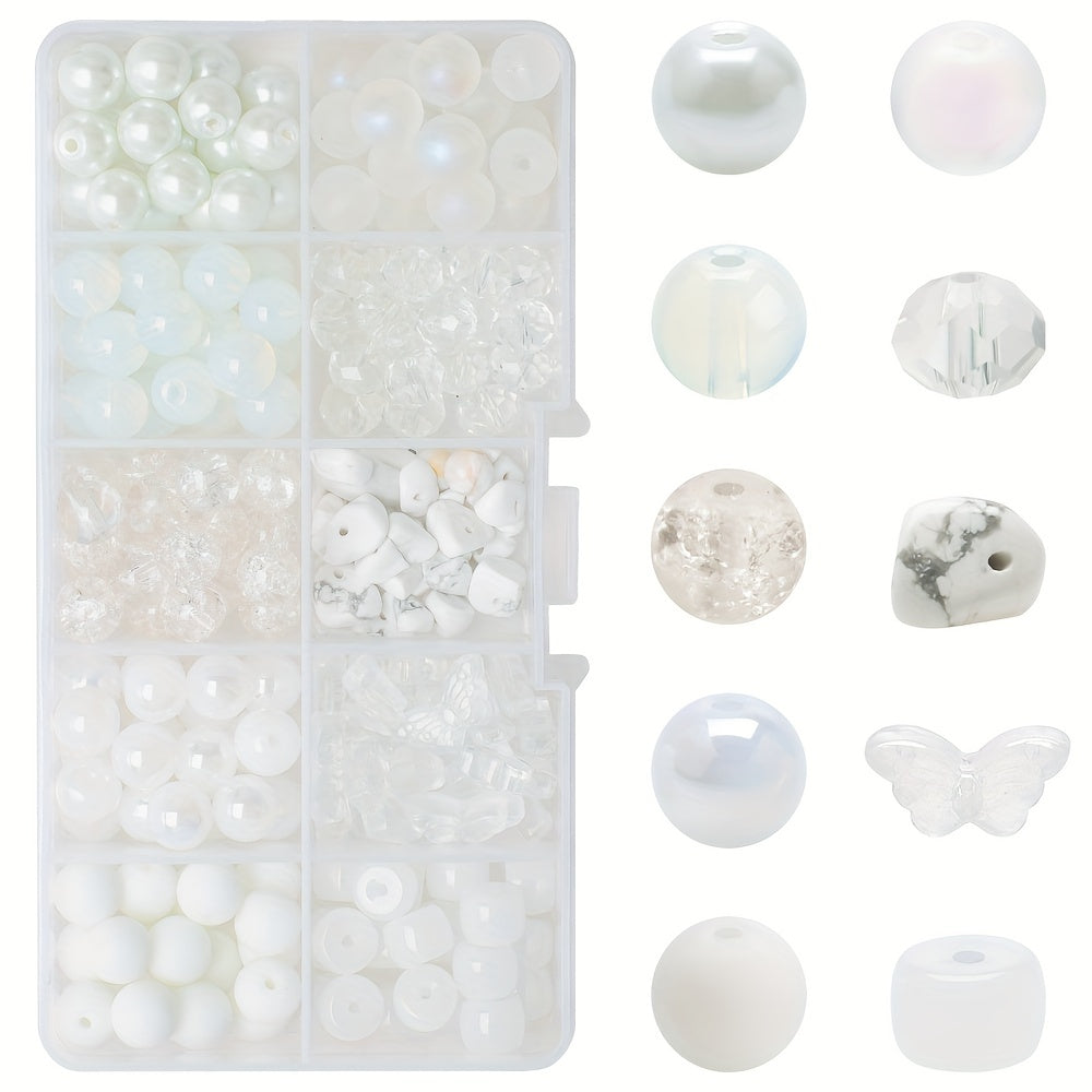 200PCs Glass Beads DIY Jewelry Accessories 10 Grids Boxed