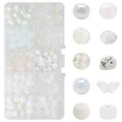 200PCs Glass Beads DIY Jewelry Accessories 10 Grids Boxed