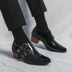 Men's Pointed Toe High Heel Double Monk Formal Shoes