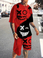 Men's Grimace Print Sports T-shirt & Active Shorts Set