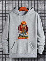 Men's Skeleton & Pumpkin Graphic Hoodie Active Halloween Style