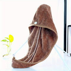 Microfiber Hair Towel with Button Soft and Absorbent Hair Drying Towel
