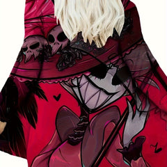 Halloween Goth Cardigan Women's Plus Skull Print Long Sleeve