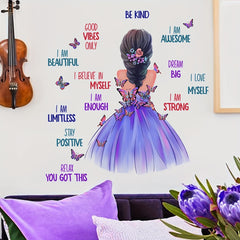 Butterfly Girl Wall Decals Colorful Butterflies With Quotes Stickers