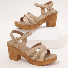 Women's Braided Chunky Heel Sandals