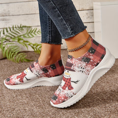 Christmas Snowman Woven Sneakers for Women