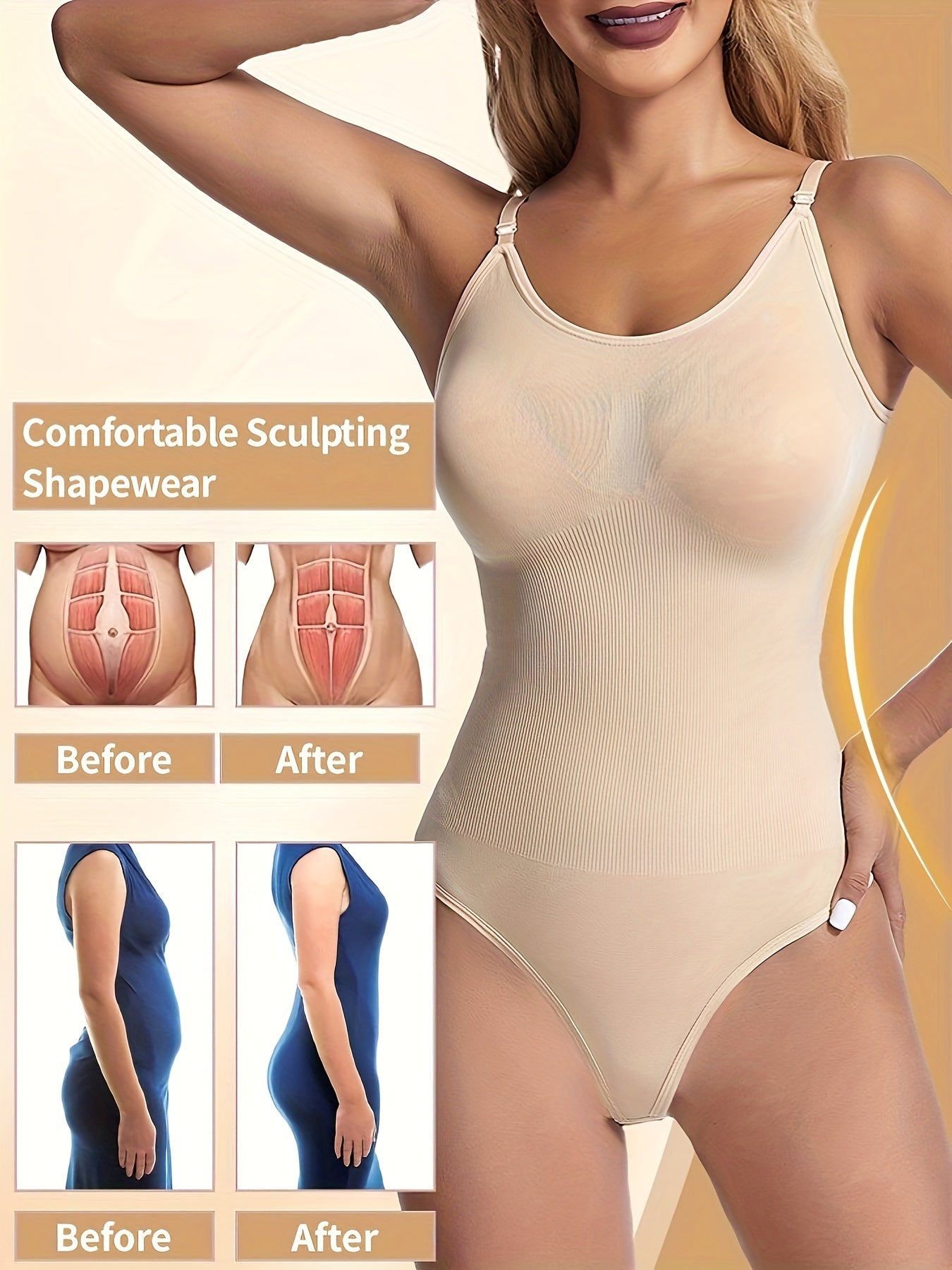 Crew Neck Bodysuit Shaper Tummy Control Butt Lifting Slip Body Shaper