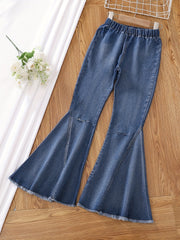 Girls Classic Flared Jeans High Waisted Bell Bottom Pants