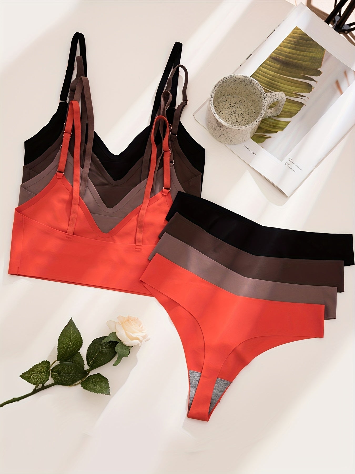 Seamless Bra & Panties Set Wireless Bra & Thong Lingerie Women's Underwear