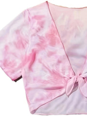 Girls Tie Dye 4pcs Bathing Suit Set Beach Vacation Gift