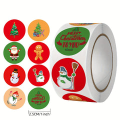 500pcs Christmas Gift Stickers 2.54 Cm Cartoon Theme Praise Reward Label Box Set