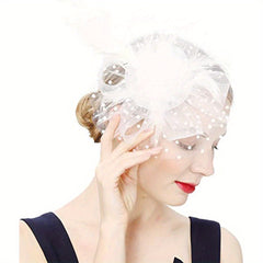 Retro Mesh Flower Feather Head Piece Hair Accessory for Women