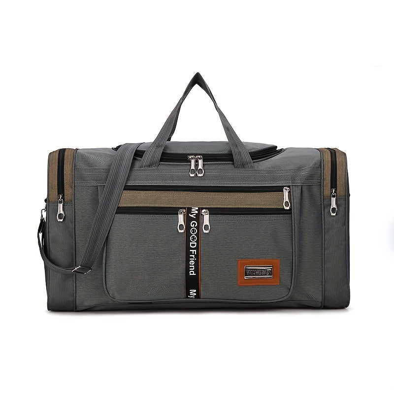 Large Capacity Duffel Bag with Double Zipper and Adjustable Shoulder Straps