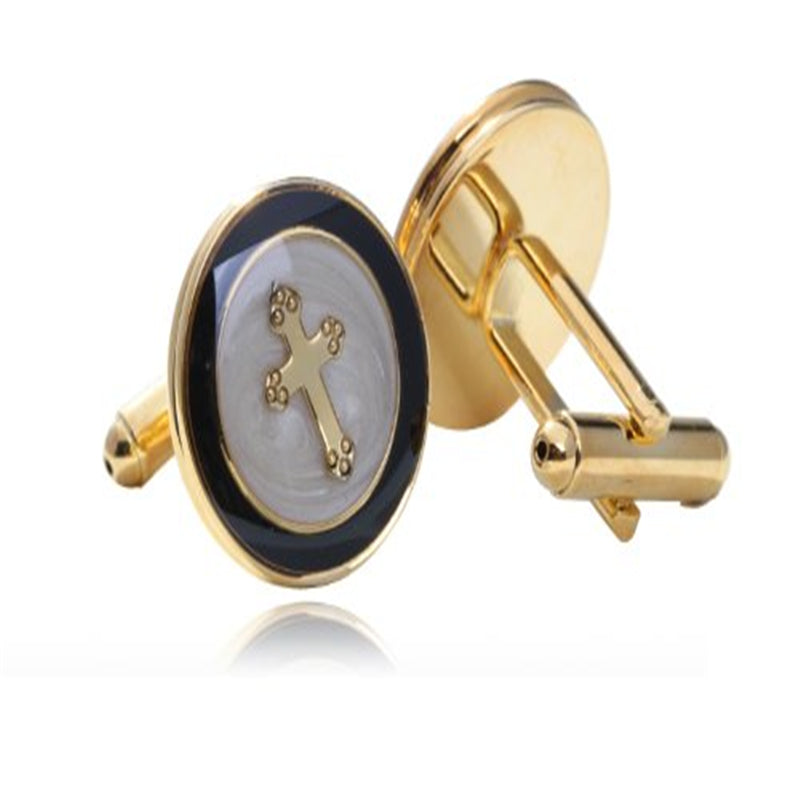 Men's Red Golden Tone Shirt Cufflinks For Business Party