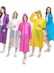 Retro Reusable Cycling Rain Poncho Hooded Jacket
