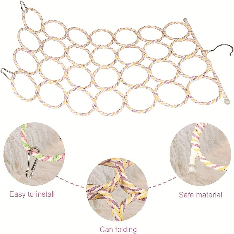 Bird Climbing Net Parrot Swing Toys With Hooks For Parakeet Cockatiel Cockatoo