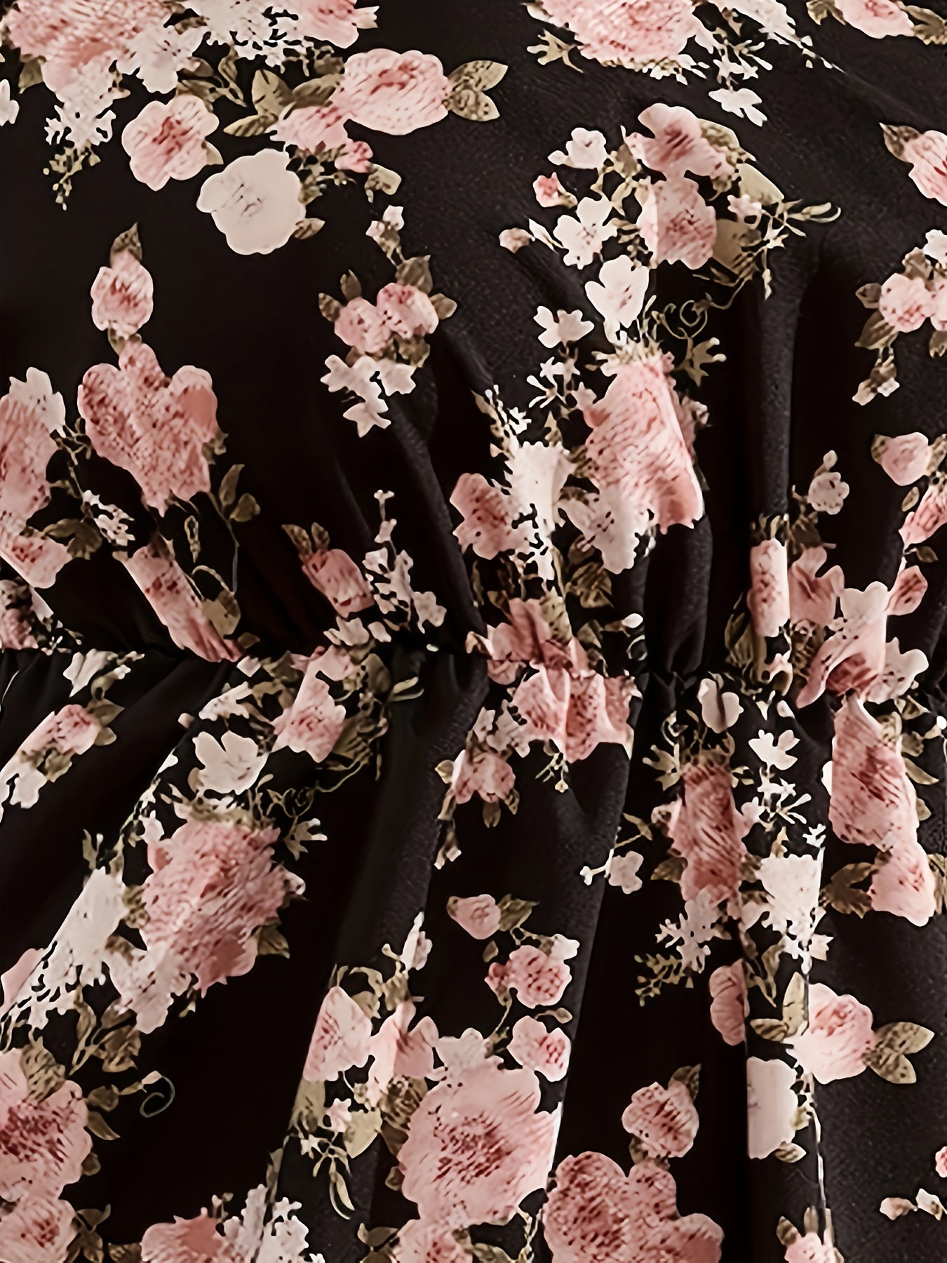 Dress Floral Print Ruffle Puff Sleeve Mini Smock Dress