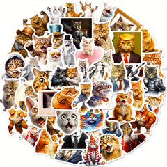 50pcs Funny Cat Head Stickers Laptop Helmet Water Cup Decorative Stickers