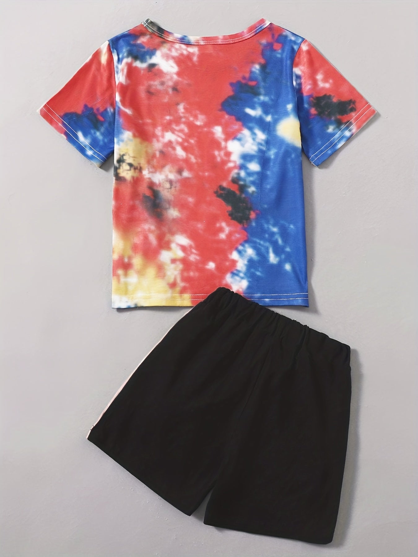 Boys Tie Dye T Shirt And Shorts Set For Summer