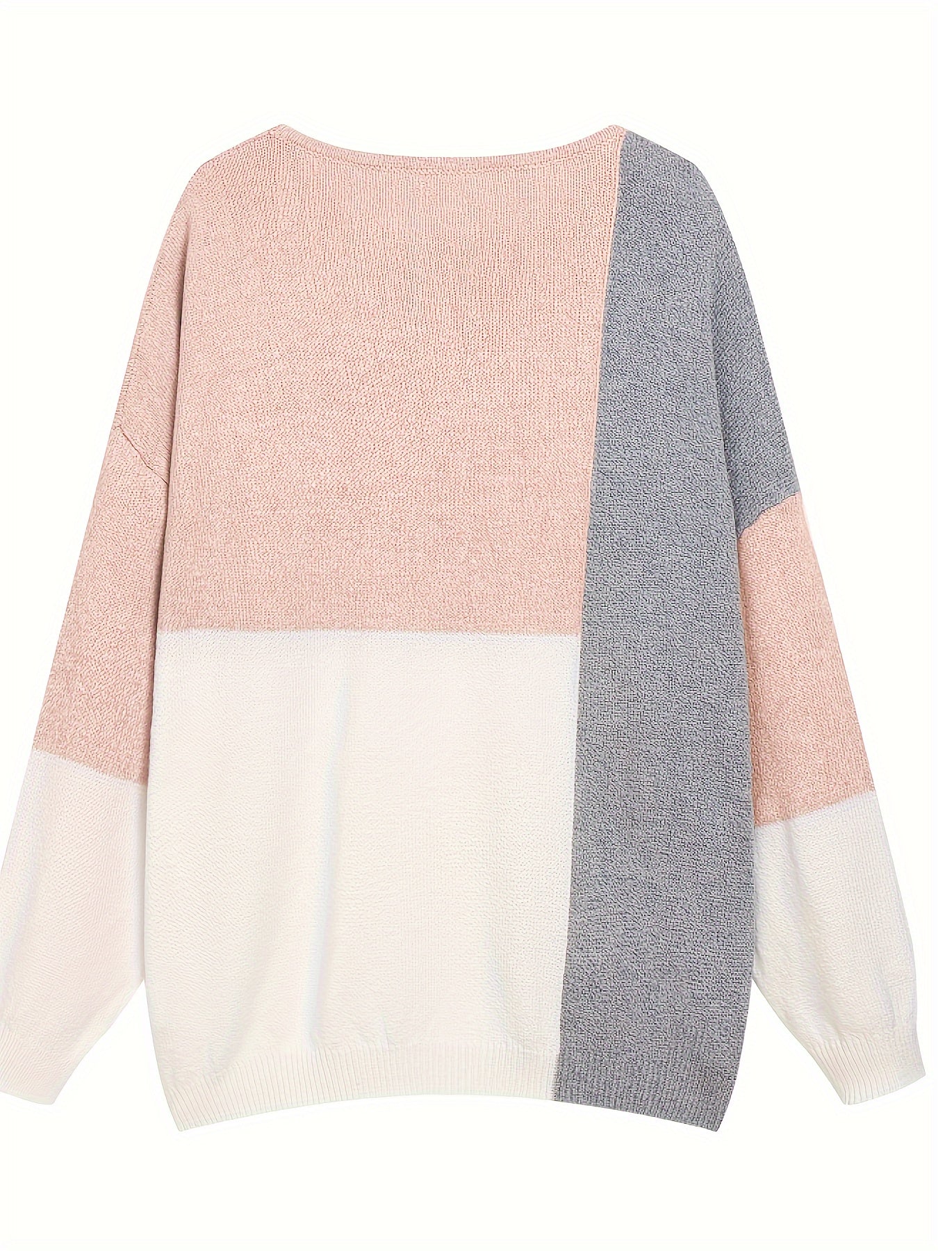 Casual Colorblock Lantern Sleeve Sweater