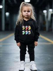 OERYUI Kids 2pcs Christmas Socks Print Hoodies Pants Set