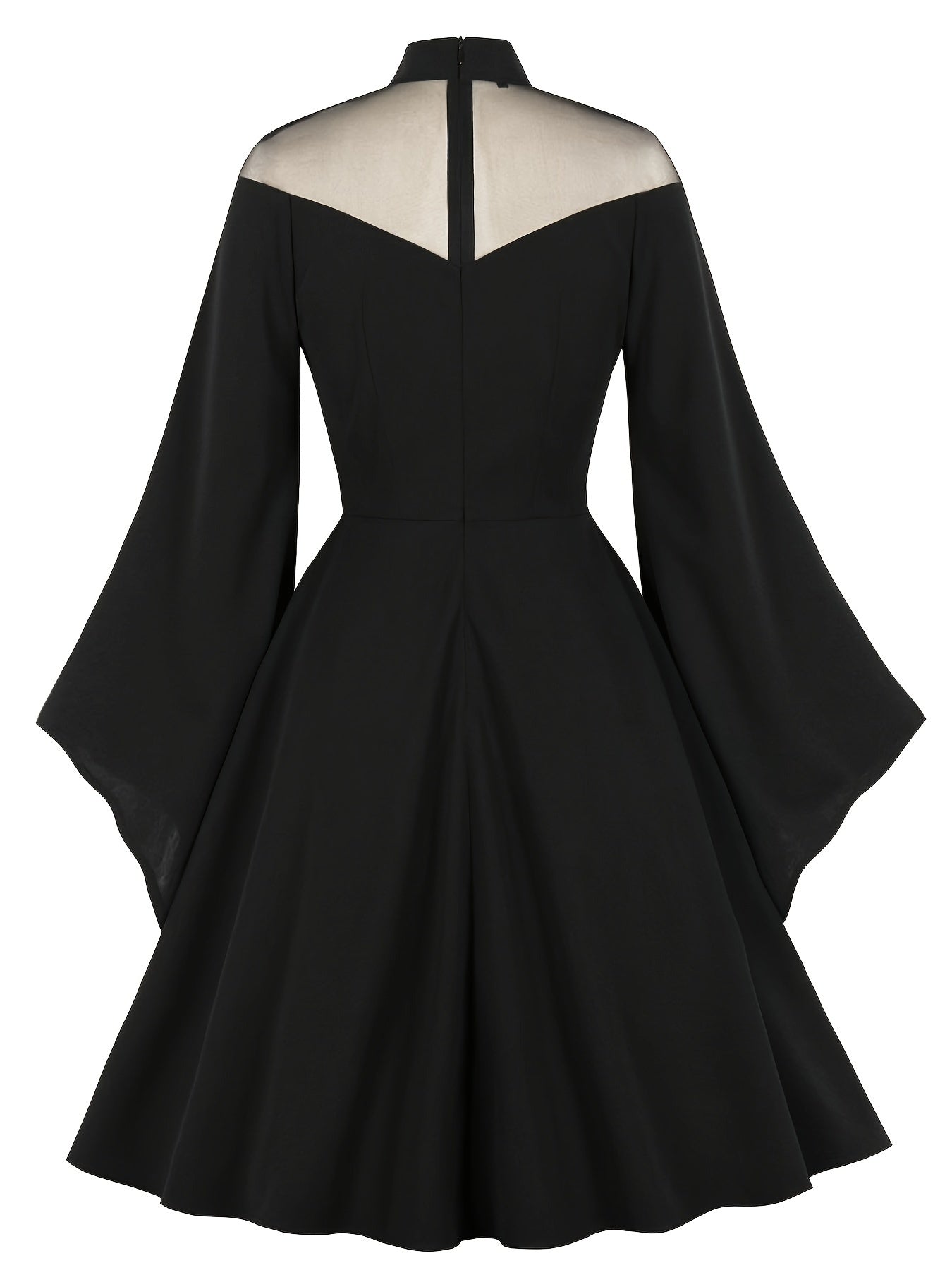Gothic Dress Mesh Bell Sleeve Swing Party Dress