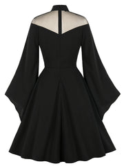 Gothic Dress Mesh Bell Sleeve Swing Party Dress