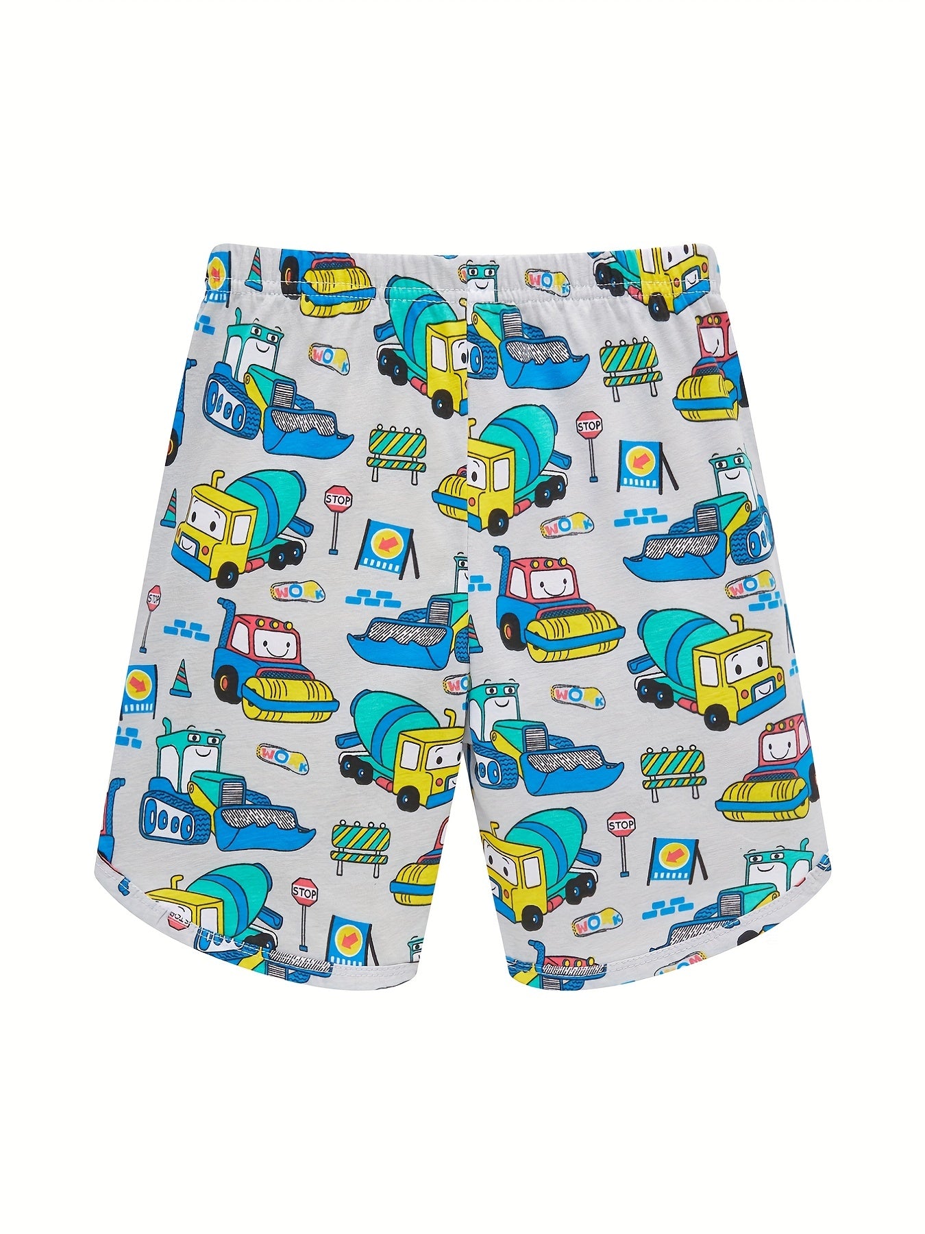 Boys Bulldozer Concrete Mixer Cartoon Pajamas Set
