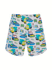 Boys Bulldozer Concrete Mixer Cartoon Pajamas Set