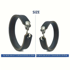 Men's Veg Tan Leather Bracelet with Skull Buckle