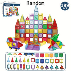 199pcs Magnetic Tiles Building Block Toys Travel Set Educational STEM Boys Girls